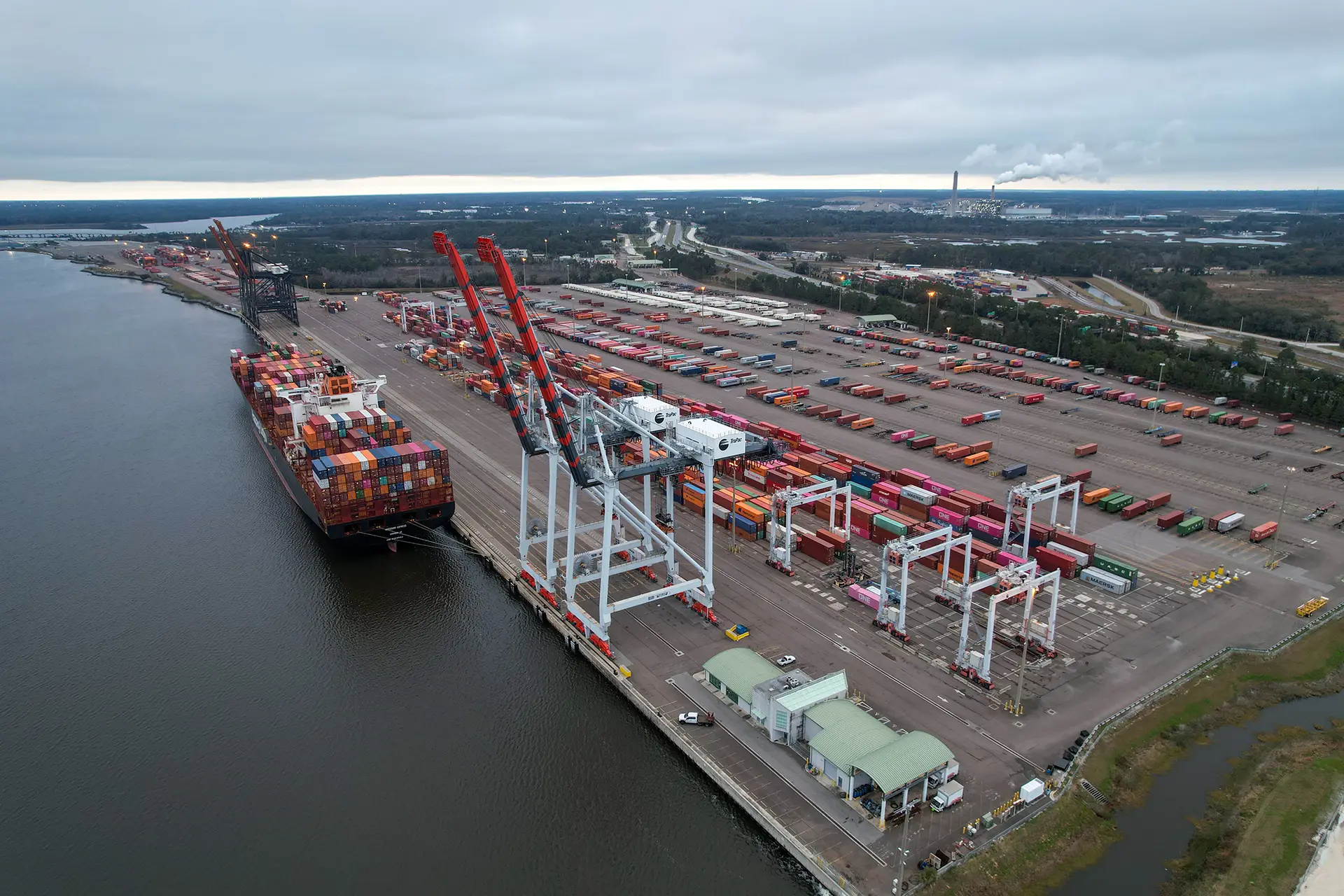 Photo of employees on shipping port